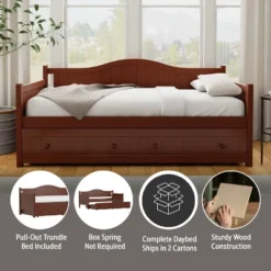 Staci Wood Daybed With Trundle Twin - Cherry - Hillsdale Furniture -Baxton Studio Sale Shop GUEST 27281bf1 437a 4f50 a66c 6500877f49ec