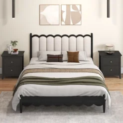 Tangkula Modern Nightstand W/ Storage 2 Drawers & Support Legs For Bedroom Black -Baxton Studio Sale Shop GUEST 2737c65c fc7b 4ddf 9870 e475b031a50a