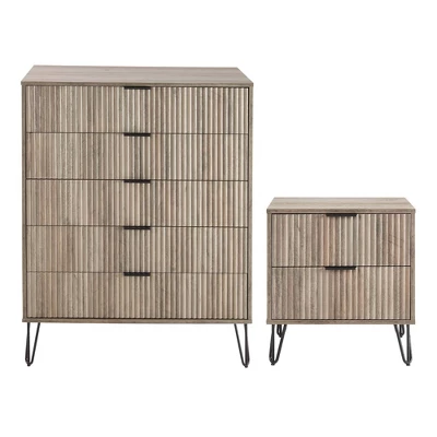 Manhattan Comfort Dumbo 2pc Modern 5 Drawer Dresser And 2 Drawer Nightstand Set 18 Manhattan Comfort Dumbo 2pc Modern 5 Drawer Dresser And 2 Drawer Nightstand Set - Image 18