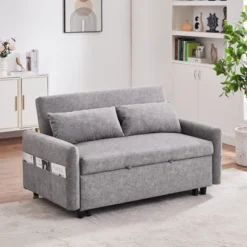 NicBex Convertible Sleeper Chair,55.1" Pull-out Sofa Bed With Adjustable Backrest,Couches With 2 Pillows And USB Ports For Living Room,Gray/Beige/Blue -Baxton Studio Sale Shop GUEST 2749ac1b 50a2 4385 85fd 1b437df1ec15