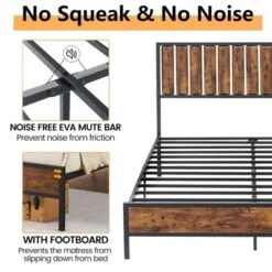 Bed Frame With Headboard Footboard Rustic Wood Farmhouse Platform Metal Wrought Rod Slat Bedframe, No Box Spring Needed, Easy Assembly 10 Bed Frame With Headboard Footboard Rustic Wood Farmhouse Platform Metal Wrought Rod Slat Bedframe, No Box Spring Needed, Easy Assembly -Baxton Studio Sale Shop GUEST 27553605 c632 44bd b445 86fa12c92579