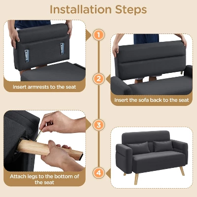 Yaheetech 46inch Fabric Loveseat Sofa With Lumbar Pillow For Office, Bedroom 5 Yaheetech 46inch Fabric Loveseat Sofa With Lumbar Pillow For Office, Bedroom - Image 5