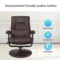 Costway Recliner Chair Swivel PU Leather Lounge Accent Armchair W/ Ottoman Brown -Baxton Studio Sale Shop GUEST 27d6605f d3f7 4649 bccf da83e57c7a5e