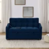 NicBex Loveseat Sofa Modern Comfy Upholstered Sleeper Sofa Bed With Adjustable Back And 2 Arm Pocket & USB Port For Living Room,Blue