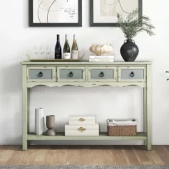 Costway Farmhouse Console Table 48'' Entryway Table With 2 Drawers & Open Storage Shelf -Baxton Studio Sale Shop GUEST 28217635 7a13 4c80 b030 7bab272e2f5e