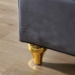 60.6" Velvet Chaise Lounge With Gold Metal Legs And 1 Pillow - ModernLuxe -Baxton Studio Sale Shop GUEST 28b7bb12 c6e2 4ddf 9d2a ca83b828a39a