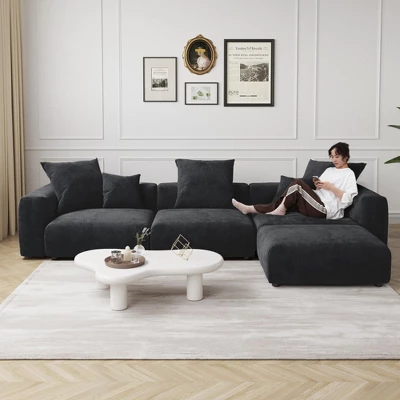 WJShome Modular Sectional Sofa Cloud Couch,Corduroy 141.73inch L Shaped Sofa With Chaise,Convertible Sleeper Sofa Couches 1 WJShome Modular Sectional Sofa Cloud Couch,Corduroy 141.73inch L Shaped Sofa With Chaise,Convertible Sleeper Sofa Couches