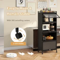 Costway 5-Tier Kitchen Baker's Rack Storage Cabinet Mobile Microwave Stand Flip-up Doors -Baxton Studio Sale Shop GUEST 292a52b7 47b2 4f14 b246 c22b8df21990