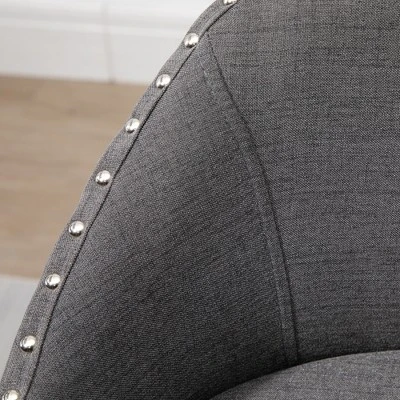 HOMCOM Bar Stools Set Of 4, Linen Fabric Kitchen Counter Stools With Nailhead Trim, Rubber Wood Legs And Footrest For Dining Room, Pub, Dark Gray 5 HOMCOM Bar Stools Set Of 4, Linen Fabric Kitchen Counter Stools With Nailhead Trim, Rubber Wood Legs And Footrest For Dining Room, Pub, Dark Gray - Image 5