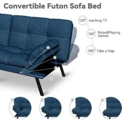 Dyonery 71" Futon Sofa Bed,Cozy Convertible Loveseat Sleeper, Linen Fabric Couch With Adjustable Back & Arms For Living Room, Guest Room - Light Gray -Baxton Studio Sale Shop GUEST 2952c6f2 7bdb 4b29 8964 f9969fb3a606