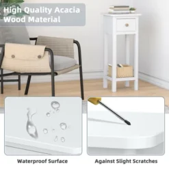 Costway 2 Tier End Bedside Sofa Side Table With Drawer Shelf Acacia Wood Nightstand White 11 Costway 2 Tier End Bedside Sofa Side Table With Drawer Shelf Acacia Wood Nightstand White -Baxton Studio Sale Shop GUEST 2954a62c fdbb 46e8 913b 2298c64426a4