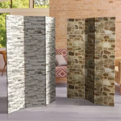 6" Double Sided Stone Wall Canvas Room Divider Gray - Oriental Furniture -Baxton Studio Sale Shop GUEST 29555d2e d0a9 45da ada6 09fa56614a1a