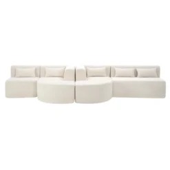 144"W Modular Sectional Sofa, Oversized Upholstered Cloud Couch With 2 Chaise Lounge & 5 Pillows - ModernLuxe -Baxton Studio Sale Shop GUEST 296bff2d 86a0 4b06 bed8 38ac459297c5