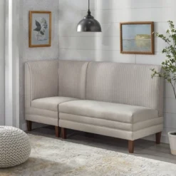 Lifestorey Phillips Upholstered Breakfast Nook Dining Bench Beige Stripe: Upholstered Dining Seating, Rubberwood Legs, Mid-Century Design 17 Lifestorey Phillips Upholstered Breakfast Nook Dining Bench Beige Stripe: Upholstered Dining Seating, Rubberwood Legs, Mid-Century Design -Baxton Studio Sale Shop GUEST 29b73f09 800e 4c2f ae69 f98456da5261