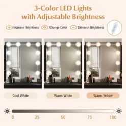 Costway Makeup Vanity Desk With Lighted Mirror Charging Station 3-Color Dimmable LED Lights White/Black 15 Costway Makeup Vanity Desk With Lighted Mirror Charging Station 3-Color Dimmable LED Lights White/Black -Baxton Studio Sale Shop GUEST 29d93f71 060e 4908 a7c3 17dcdc113bb7