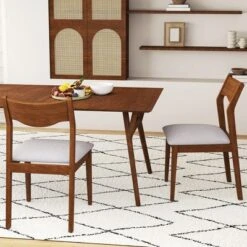 Tangkula Wooden Dining Chair Set Of 4 W/ Rubber Wood Frame Wide Padded Seat