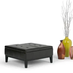 Lancaster Square Coffee Table Storage Ottoman - WyndenHall