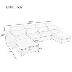 U-shaped Freely Transformable Modular Corner Sofa,Linen-Like Fabric Sectional Couch With Storage Ottomans,Versatile Living Room Sofa-Cuddlewood -Baxton Studio Sale Shop GUEST 2a3ede99 4d1c 4cf5 a055 ac65ee2843ee