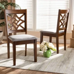 2pc Nicolette Fabric And Wood Dining Chairs Set - Baxton Studio -Baxton Studio Sale Shop GUEST 2a412522 ffec 43f3 a0f9 42af0817dcf8