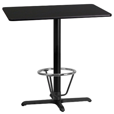Emma And Oliver 24"x42" Black Laminate Bar Table Top-23.5"x29.5" Base/Foot Ring 1 Emma And Oliver 24"x42" Black Laminate Bar Table Top-23.5"x29.5" Base/Foot Ring