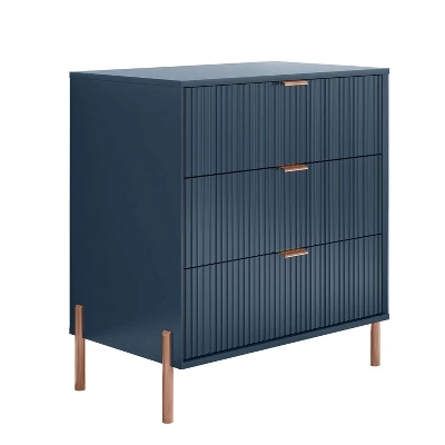 Festivo 3pc Modern Elegance 3 Drawer Nightstands And 3 Drawer Dresser Set Navy 8 Festivo 3pc Modern Elegance 3 Drawer Nightstands And 3 Drawer Dresser Set Navy - Image 8