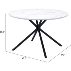47.2" Lois Round Dining Table White - ZM Home -Baxton Studio Sale Shop GUEST 2a4f0c85 c4db 47ce 8b8d eacf24478e0f