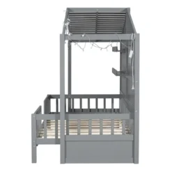 Twin Size House Bed With Shelves, Platform Bed With Window And Sparkling Light Strip On The Roof 4W - ModernLuxe -Baxton Studio Sale Shop GUEST 2a662574 14a0 4f35 9e6d f562aef889fa