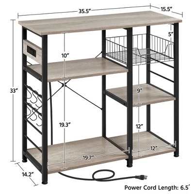 Yaheetech Vintage Kitchen Island Baker's Rack With Power Outlet Utility Microwave Stand 2 Yaheetech Vintage Kitchen Island Baker's Rack With Power Outlet Utility Microwave Stand - Image 2