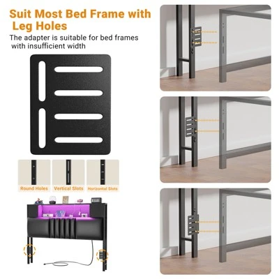 Aheaplus Upholstered Headboard With Storage Shelf And Small Cabinet, Headboard Power Outlet And LED Light 7 Aheaplus Upholstered Headboard With Storage Shelf And Small Cabinet, Headboard Power Outlet And LED Light - Image 7
