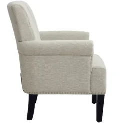 Accent Rivet Tufted Polyester Armchair-ModernLuxe -Baxton Studio Sale Shop GUEST 2adb9960 f84c 4dbf 8513 8621352f1d90