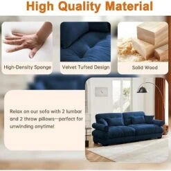 Christopher Knight Home Bernal 93.7" Modern 2 Seat Velvet Round Arm Sofa With Pillows -Baxton Studio Sale Shop GUEST 2ae0b016 70bc 40c2 9295 e2b6bb69af0e