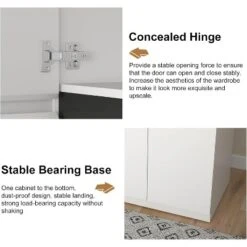 TIRAMISUBEST 74" White 4-Door Wardrobe With Mirror - Freestanding Armoire Closet With 2 Hanging Rods For Bedroom Storage (74.8"H) 10 TIRAMISUBEST 74" White 4-Door Wardrobe With Mirror - Freestanding Armoire Closet With 2 Hanging Rods For Bedroom Storage (74.8"H) -Baxton Studio Sale Shop GUEST 2b07d67a 8924 4e21 a295 e91a798d8332