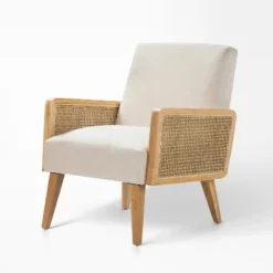 Chloé Cane Arm Chair With Wood Base Living Room Upholstered Accent Chair With Rattan Armrest | Karat Home 24 Chloé Cane Arm Chair With Wood Base Living Room Upholstered Accent Chair With Rattan Armrest | Karat Home -Baxton Studio Sale Shop GUEST 2b0eb3c2 97a6 48b5 b009 ebb19cc0fcfd