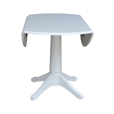 42" Nina Round Top Dual Drop Leaf Pedestal Table White - International Concepts 4 42" Nina Round Top Dual Drop Leaf Pedestal Table White - International Concepts - Image 4