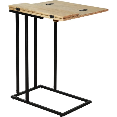 Harton Rustic Expandable C Side Table - Natural Wood - Serta 4 Harton Rustic Expandable C Side Table - Natural Wood - Serta - Image 4