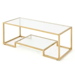 Costway 45'' Coffee Table Rectangular Tempered Glass Accent Table W/ Shelf Living Room 17 Costway 45'' Coffee Table Rectangular Tempered Glass Accent Table W/ Shelf Living Room -Baxton Studio Sale Shop GUEST 2b602ea6 561c 42e4 a33d e11cfcf85be7