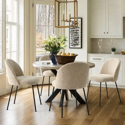 Nano Linen Upholstered Dining Chairs Set Of 4,Wider Seat Armless Dining Room Chair With Metal Leg For Kitchen Dining Room Farmhouse-Maison Boucle 9 Nano Linen Upholstered Dining Chairs Set Of 4,Wider Seat Armless Dining Room Chair With Metal Leg For Kitchen Dining Room Farmhouse-Maison Boucle - Image 9