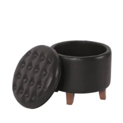 Round Storage Ottoman Faux Leather - HomePop -Baxton Studio Sale Shop GUEST 2c155904 fbf2 4a26 8a20 08e2e15b083e