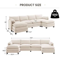 Hyleory Corduroy U-Shaped Sectional Sofa, 4-Seater Couch With 2 Movable Ottomans, Modular Living Room Furniture -Baxton Studio Sale Shop GUEST 2c329993 a261 40a3 ac33 43f916389fc3