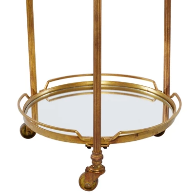 Traditional Iron And Mirrored Bar Cart Brass - Olivia & May 6 Traditional Iron And Mirrored Bar Cart Brass - Olivia & May - Image 6