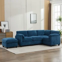Corduroy Modular Sectional Sofa With Movable Ottoman, U-Shape Upholstered Comfy Couch With Two-Layer Seat Cushion For Living Room 26 Corduroy Modular Sectional Sofa With Movable Ottoman, U-Shape Upholstered Comfy Couch With Two-Layer Seat Cushion For Living Room -Baxton Studio Sale Shop GUEST 2c80006b 9131 44c3 901d 5b76ef99e193