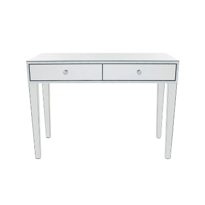 Glam Mirror And Wood Console Table Desk Silver - Olivia & May 1 Glam Mirror And Wood Console Table Desk Silver - Olivia & May