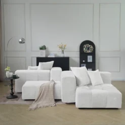 104" Modular Sectional Sofa Cloud Couch With 2 Ottoman,Linen Deep Seat Convertible Sofa For Living Room, Bedroom And Apartment -Baxton Studio Sale Shop GUEST 2c94f003 7f6f 441f ad25 d8d58a341818