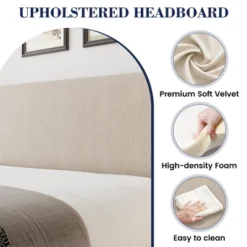 Garvee Queen Upholstered Bed Frame With Wingback Headboard, Luxurious Velvet Upholstery Platform Bed, Wooden Slat Support, Box Spring Optional -Baxton Studio Sale Shop GUEST 2ca2bb5c 6b02 4c10 b09c d5269679f9bf