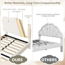 Twin Bed Frame, Twin Size Bed Frame With Cute Upholstered Headboard, Velvet Sturdy Platform Bedframe For Girls And Boys -Baxton Studio Sale Shop GUEST 2cd6c6ee 2a1b 4bd4 b66d a54627699148