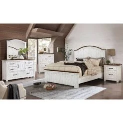 2pc Queen Willow Rustic Bedroom Set Distressed White/Walnut - HOMES: Inside + Out -Baxton Studio Sale Shop GUEST 2ce6d5b5 a423 469c ba96 88d434f505f4
