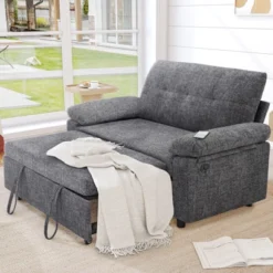 Vipbear Pull Out Sleeper Sofa & Adjustable Backrest 3-in-1 Convertible Sofa Bed,Chenile Loveseat With Side Pocket For Living Room Tool-Free Assembly -Baxton Studio Sale Shop GUEST 2cf5721d 2df5 4053 9b92 988a2021b0e3