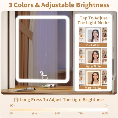 Vanity Desk With LED Lighted Mirror, Makeup Vanity Table With 5 Drawers, 4 Doors, And 3 Storage Shelves For Bedroom, Dressing Room 2 Vanity Desk With LED Lighted Mirror, Makeup Vanity Table With 5 Drawers, 4 Doors, And 3 Storage Shelves For Bedroom, Dressing Room - Image 2