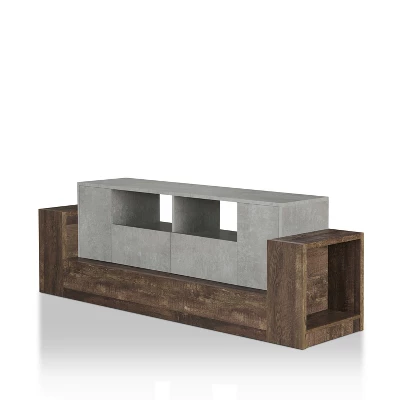 Lums TV Stand For TVs Up To 80" Cement/Reclaimed Oak - MiBasics 5 Lums TV Stand For TVs Up To 80" Cement/Reclaimed Oak - MiBasics - Image 5