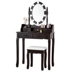 Tangkula Make-Up Vanity Table Dresser Set W/LED Light, Black Brown White 19 Tangkula Make-Up Vanity Table Dresser Set W/LED Light, Black Brown White -Baxton Studio Sale Shop GUEST 2d4794fc eee8 4247 b3eb 321febaf41ed